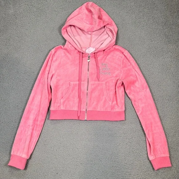 Dolls Kill My Little Pony Velour Cropped Track Jacket Women's M Pink Rhinestone - Picture 3 of 14